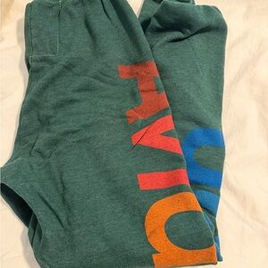 Aviator Nation Forest Green Sweatpants with Multicolor Logo